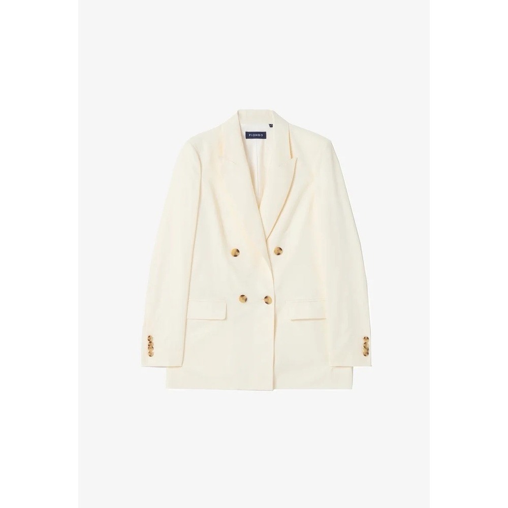 Piombo Corduroy Blazer Womens‎ Size 12 Ivory   Gold Button Double Breasted New